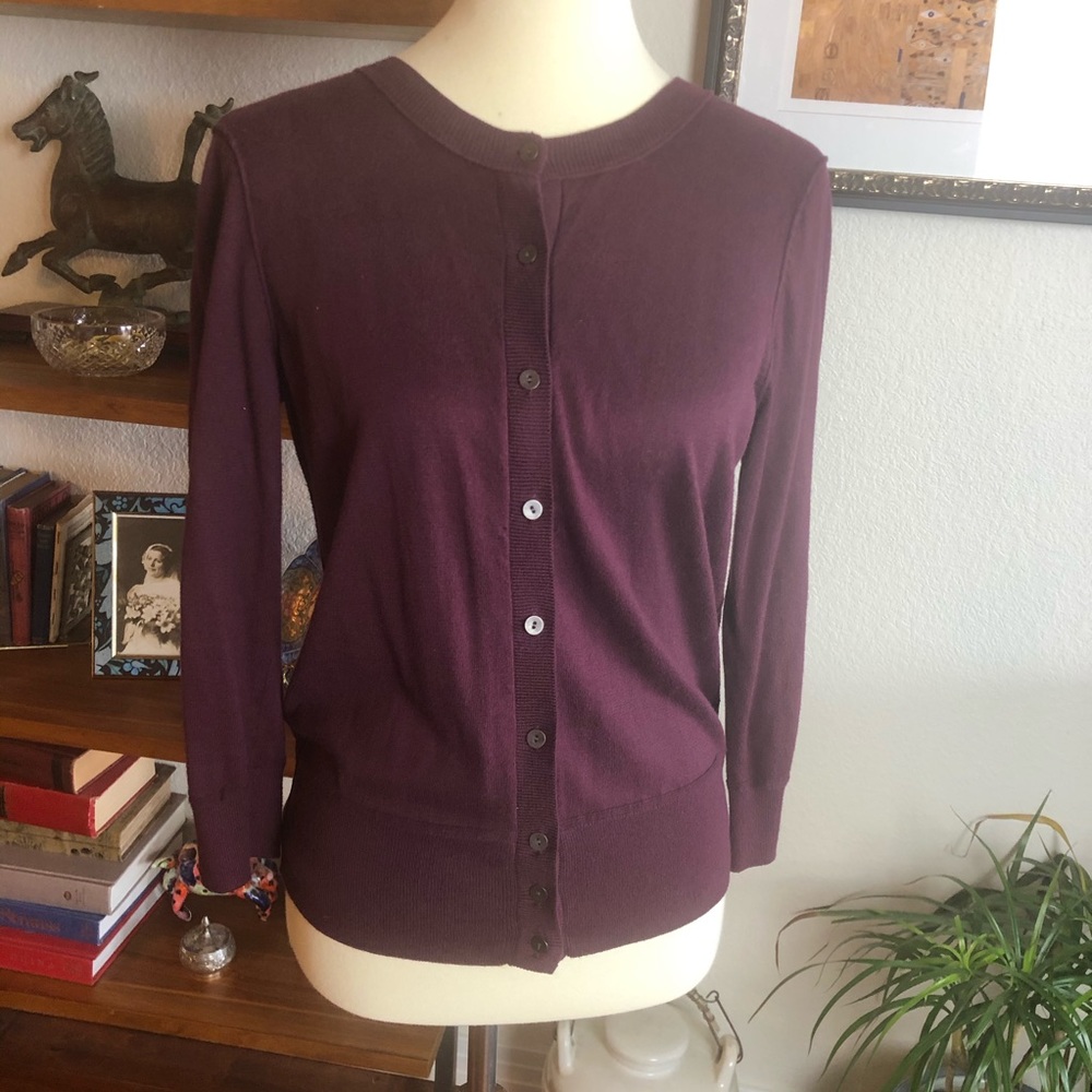 LOFT Eggplant Purple Cardigan